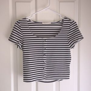 Black and white striped crop top
